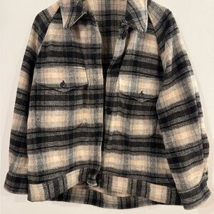 Uniqlo Black and Cream Plaid Women's Jacket